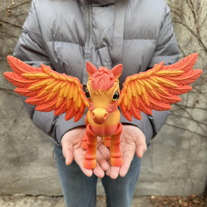 Pegasus Flying Horse Figurine Articulated 3D Printed, Large Poseable Mythology Fantasy Sculpture 10 Color Styles