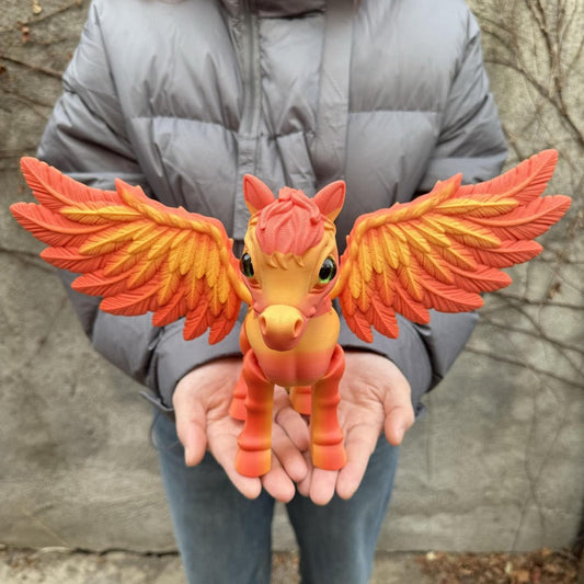Pegasus Flying Horse Figurine Articulated 3D Printed, Large Poseable Mythology Fantasy Sculpture 10 Color Styles
