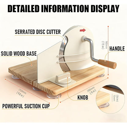 Bread Slicer Manual Adjustable Thickness Uniform Slices Hand Crank Serrated Blade Suction for Entryways, Bedrooms and Living Spaces