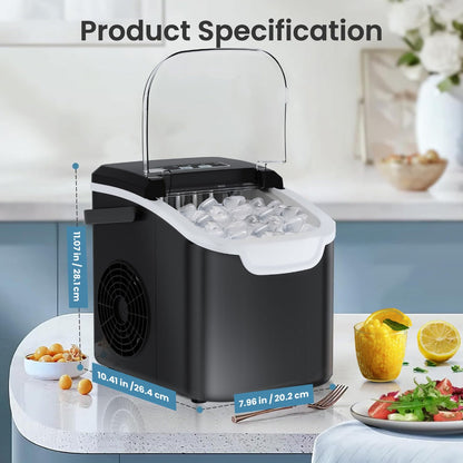 Pebble Ice Maker Countertop, /24H, 2 Ice Cube Sizes, Sonic Bullet Ice Machine, Auto-Cleaning, Stainless Steel