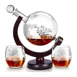 Ball decanter set (1 decanter + 2 cups + 1 wooden stand)