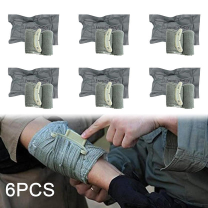 Emergency Pressure Bandage Six-Pack with 4-Inch Elastic Wraps, Absorbent Pads and Closure Bars