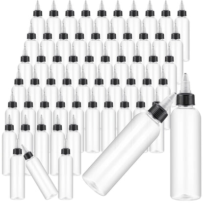 Squeeze Bottles 4oz 100 Pack with Twist Top Caps Empty Plastic Refillable Dispensing Bottles BPA Free for Hair Oil Essential Oil Condiment