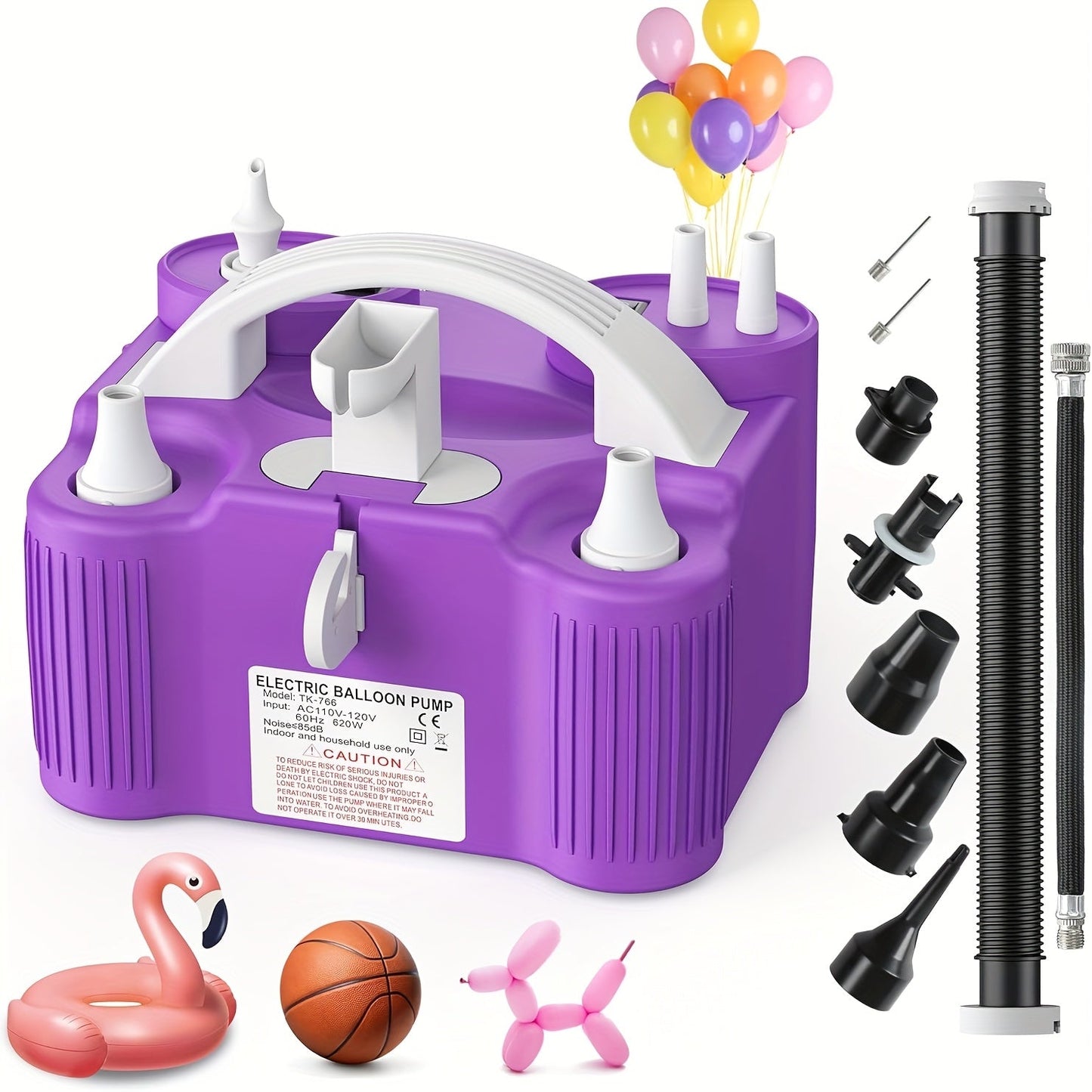Electric Balloon Pump 4-in-1 with Triple Nozzles – Fast Inflator Deflator for All Balloons Latex Foil 260Q Mylar