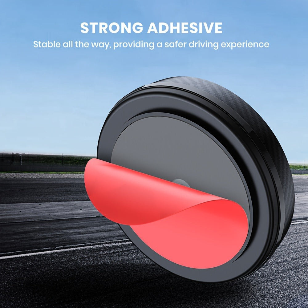 Two-Pack Magnetic Car Phone Mount with Round 4.6cm Heads, Short Bodies and Black Adhesive Dashboard Bases
