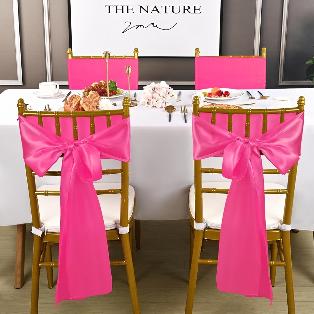 100pcs Satin Chair Sashes Bows for Wedding Banquet Party Event Decoration, 13 Colors, 18×275cm