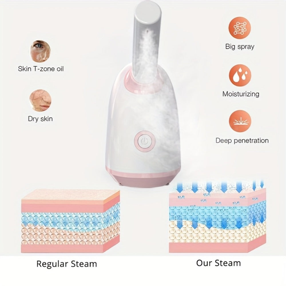Facial Steamer Nano Ion Mist – Deep Pore Cleansing Home Spa Face Steamer with 360° Rotatable Arm, Blackhead Remover