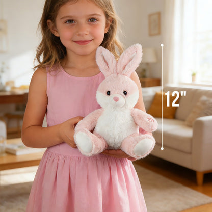 Plush Toy Light-Up Bunny in 8-Inch or 12-Inch Sizes with Pink Ears and Colorful LED Glow for Character Display, Room Decor and Gift