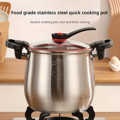 304 Stainless Steel Stew Pot Large, Food-Grade Non-Stick Multipurpose Cooker, Induction & Gas Stove Compatible Soup Pot for Home Kitchen