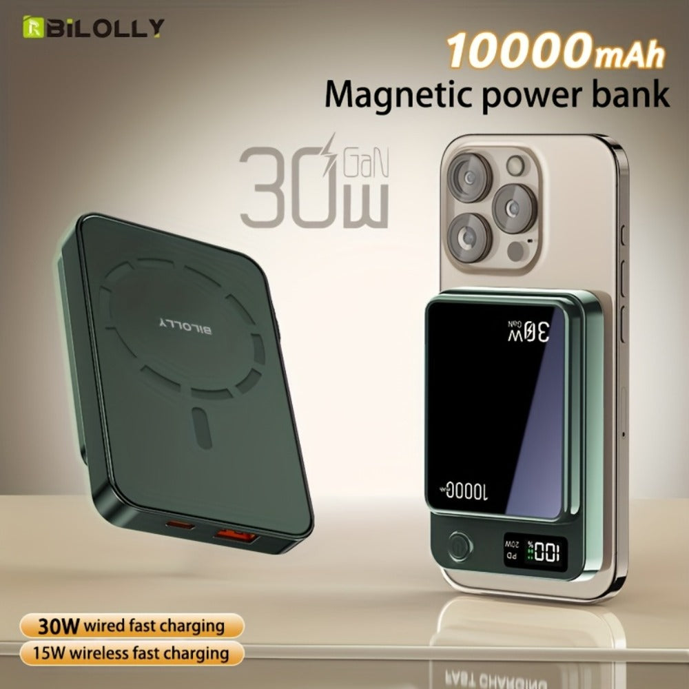 Power Bank Magnetic 6000-15000mAh with 30W Wired, 15W Wireless, Dual USB-C and Display in Four Colors