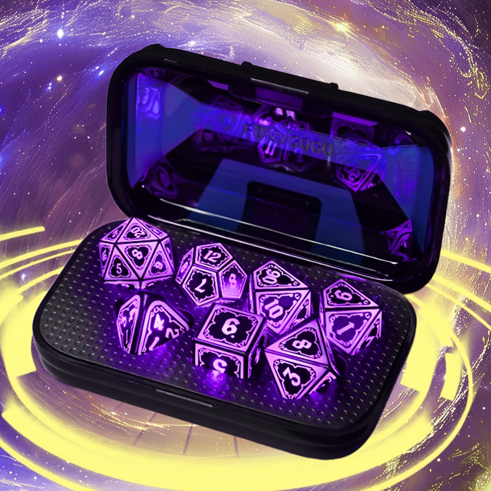 Glowing DnD Dice Set with Wireless Rechargeable Charging Case with the Listed Color, Size or Set Options for Everyday Use