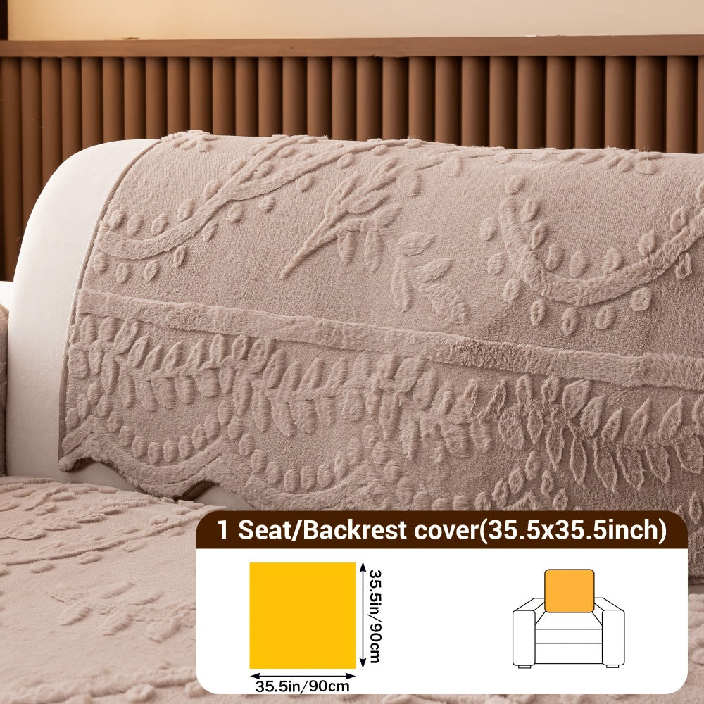 Sofa Cover Quilted Plush-Texture Panels in 35.5-Inch Width for 1 to 4 Seats, Backrest or Armrest