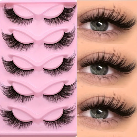 Cat-Eye False Eyelashes Bulk Bundle with Six Packs of 30 Pairs in Stacked Pink Storage Trays