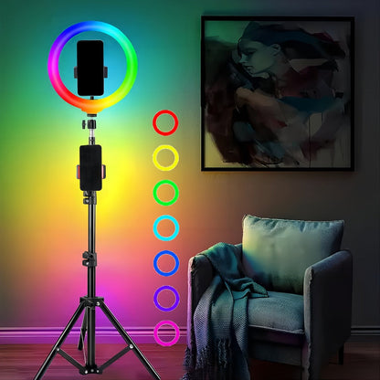 10- or 12-Inch LED Ring Light with Desktop, 43-Inch or 63-Inch Stand and Seven Checkout Options