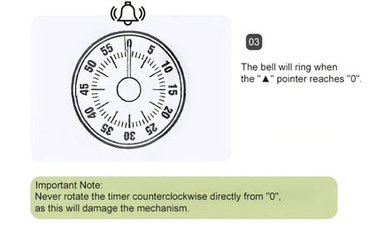 Mechanical Kitchen Timer with Loud Alarm – Black Walnut Wood Cooking Timer, 100% Battery-Free Desktop Timer for Cooking