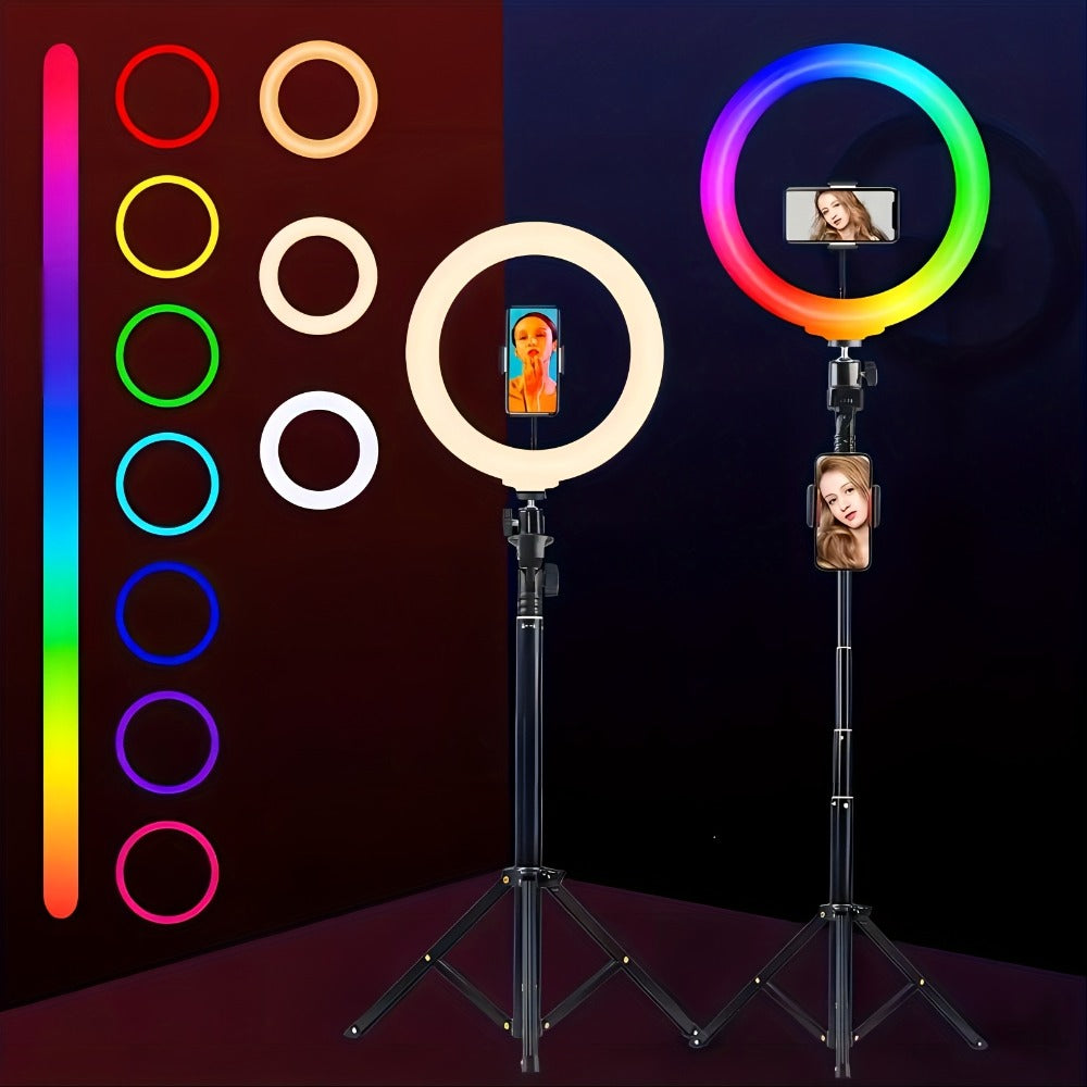 Selfie Ring Light Desk 12 Inch with Phone Holder 360 Rotating Pan Head Desk Tripod 17 RGB for an Everyday Personal Care Routine