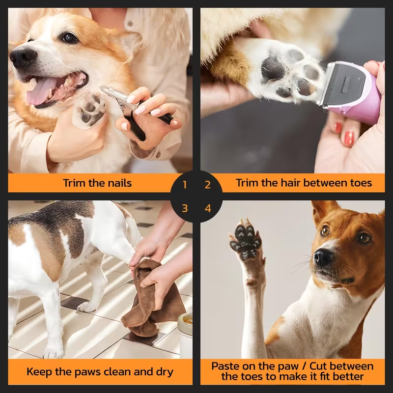 Dog Paw Pads Anti-Slip Sticker Protector 12 Sets 48pcs – Traction Grip Paw Stickers for Senior Dogs on Hardwood Floors