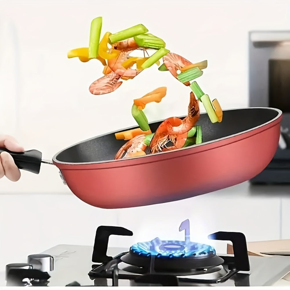 Nonstick Frying Pan with Lid 9.45 10.24 11.02 Inch Cast Iron Style Flat Bottom Skillet for Home Cooking, Dining and Outdoor Meals
