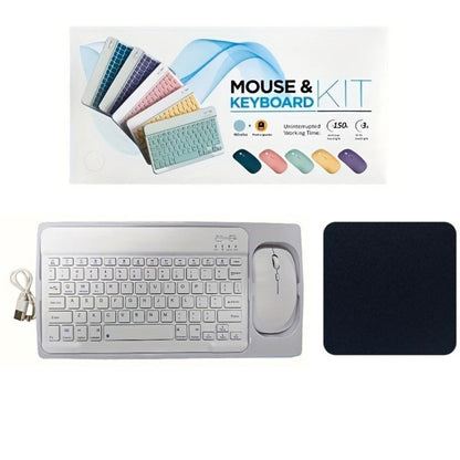 4-in-1 Wireless Keyboard and Mouse Set with Mouse Pad Quiet Rechargeable 2.4G USB Receiver for PC Laptop Tablet Phone Smartphone