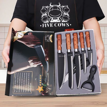 Kitchen Knife Set High Carbon Steel Hand Forged Chef Knives with Case Non-Stick Black Blade for Home Cooking, Dining and Outdoor Meals