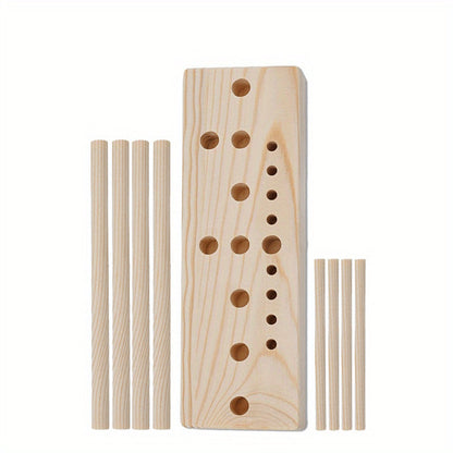 9-Piece Wooden Wreath & Bow Maker Crafting Tool Set, DIY Floral Wreath Molds with Wooden Sticks Rope Checkered Fabric