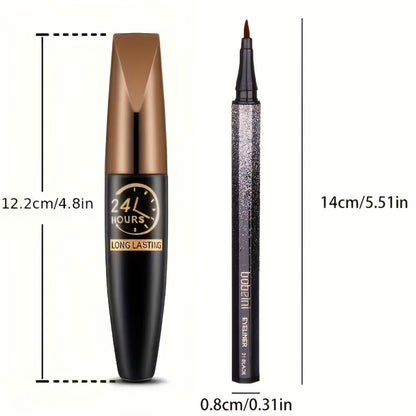 8D Fiber Mascara Set 2 Pcs Volumizing Lengthening Smudge-Proof Waterproof Lash Extension, for Makeup, Travel and Everyday Vanity Use