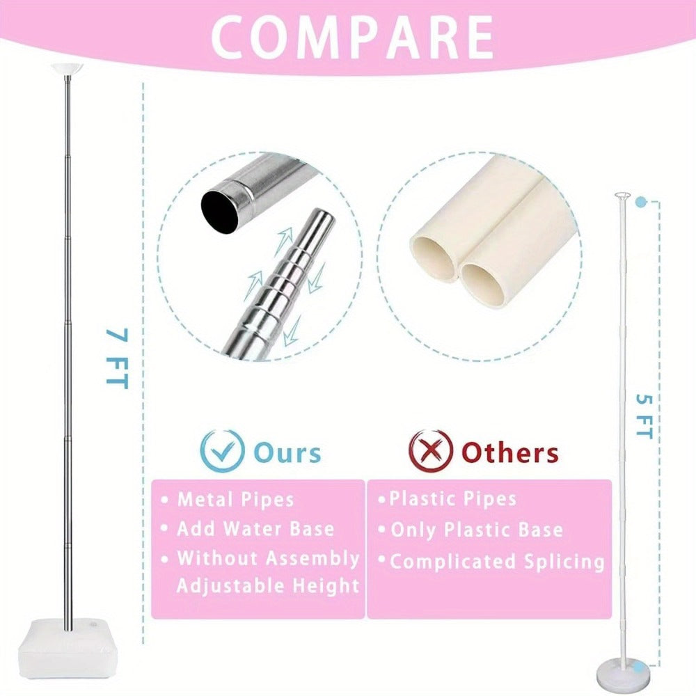 Party Decorations Two Balloon Column Stands with Adjustable 1.4–7.2ft Poles, Clips, Bases and Hand Pump