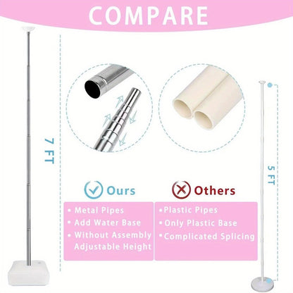 Party Decorations Two Balloon Column Stands with Adjustable 1.4–7.2ft Poles, Clips, Bases and Hand Pump