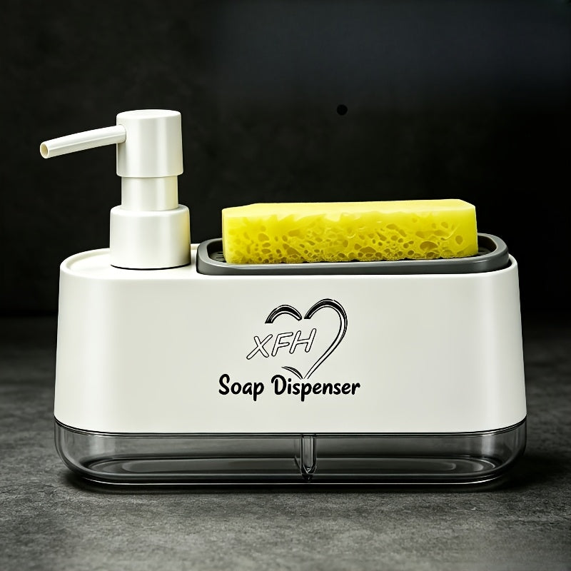 Soap Dispenser with Sponge Holder 2-in-1 – Countertop Dish Soap Pump Dispenser and Sponge Caddy for Kitchen Sink