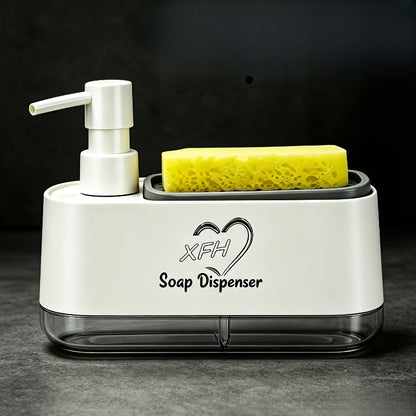 Soap Dispenser with Sponge Holder 2-in-1 – Countertop Dish Soap Pump Dispenser and Sponge Caddy for Kitchen Sink