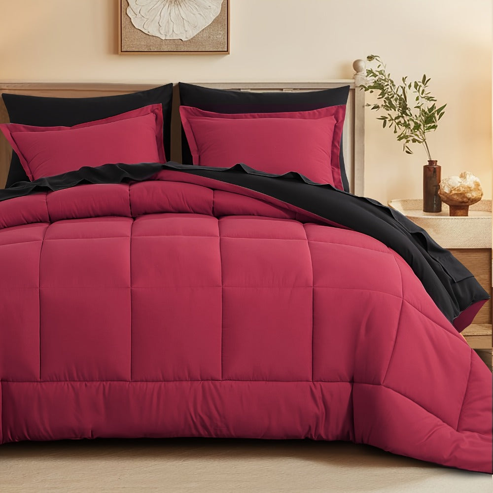 7 Piece Comforter Set Luxury Soft Fluffy Bedding All Season Bed in a Bag with Comforter Fitted Sheet Flat Sheet Pillowcases Hypoallergenic