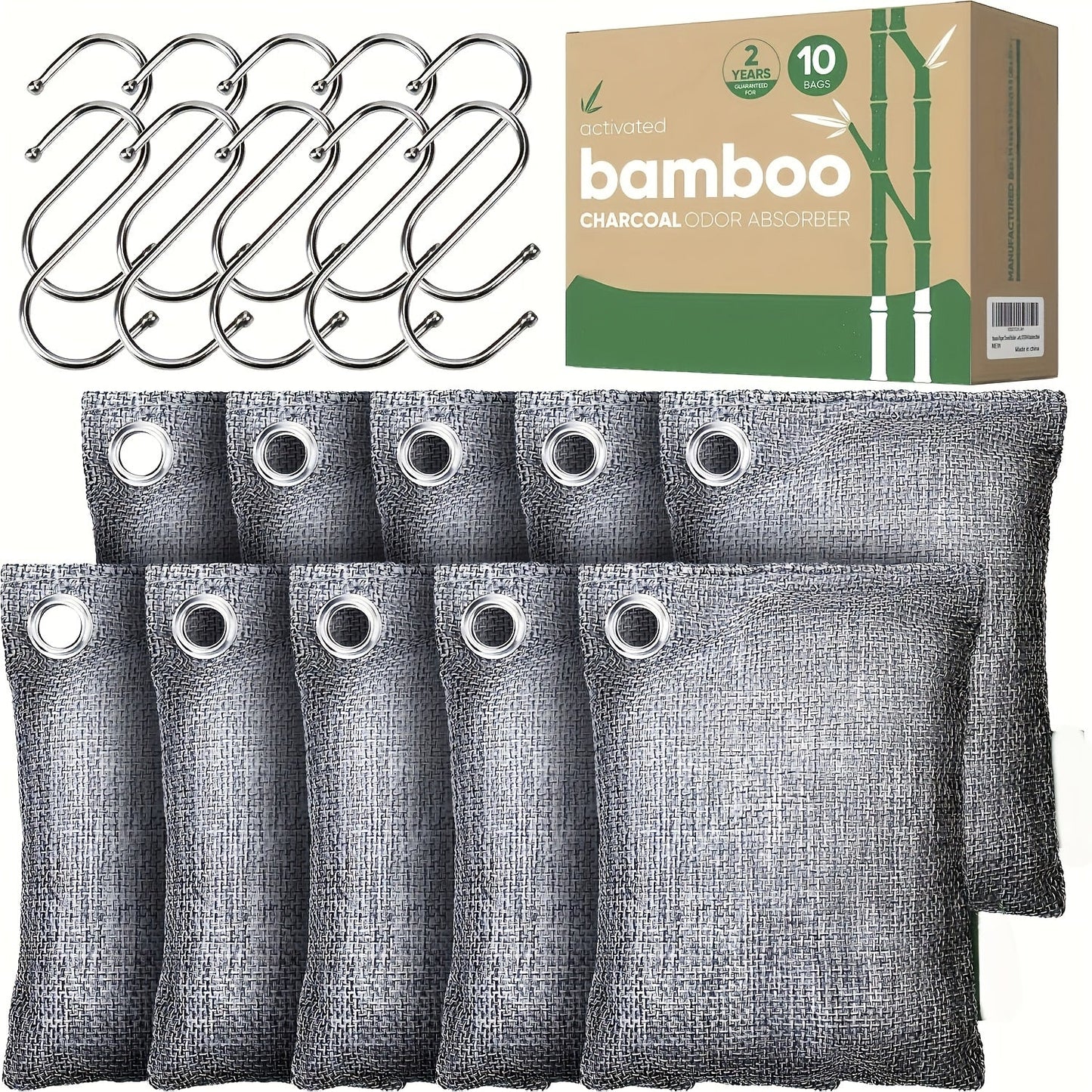 Bamboo Charcoal Air Purifying Bags Odor Absorber Eliminator for Home Car Closet Pet Smoke for Entryways, Bedrooms and Living Spaces