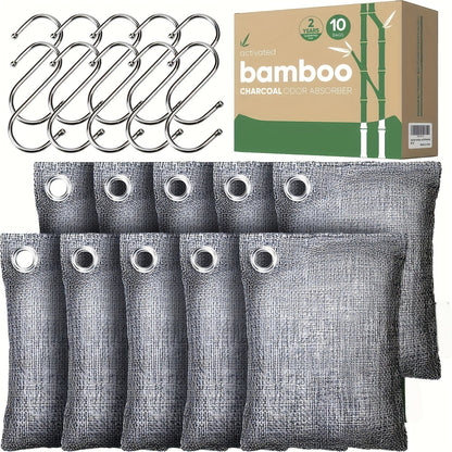 Bamboo Charcoal Air Purifying Bags Odor Absorber Eliminator for Home Car Closet Pet Smoke for Entryways, Bedrooms and Living Spaces