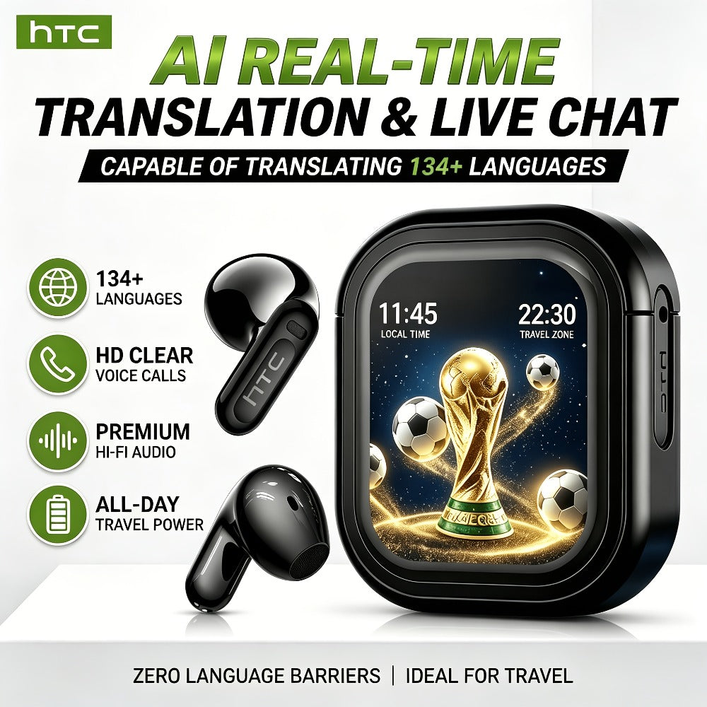 131 Language Real-Time Translation Wireless Headphones HTC NE20 TWS HiFi Sound Low for Bedside Audio, Alarms and Room Entertainment