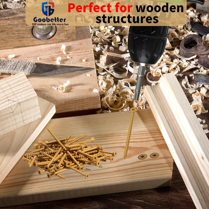 400pcs #10 x 3-1/2" Torx Wood Screws Yellow Ceramic Coating for Entryways, Bedrooms and Living Spaces