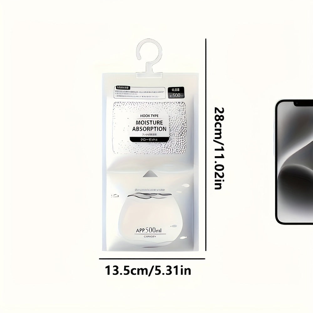 Hanging Moisture Absorber Bags 10-Pack, Dehumidifier Bags for Closet Wardrobe Bedroom Bathroom