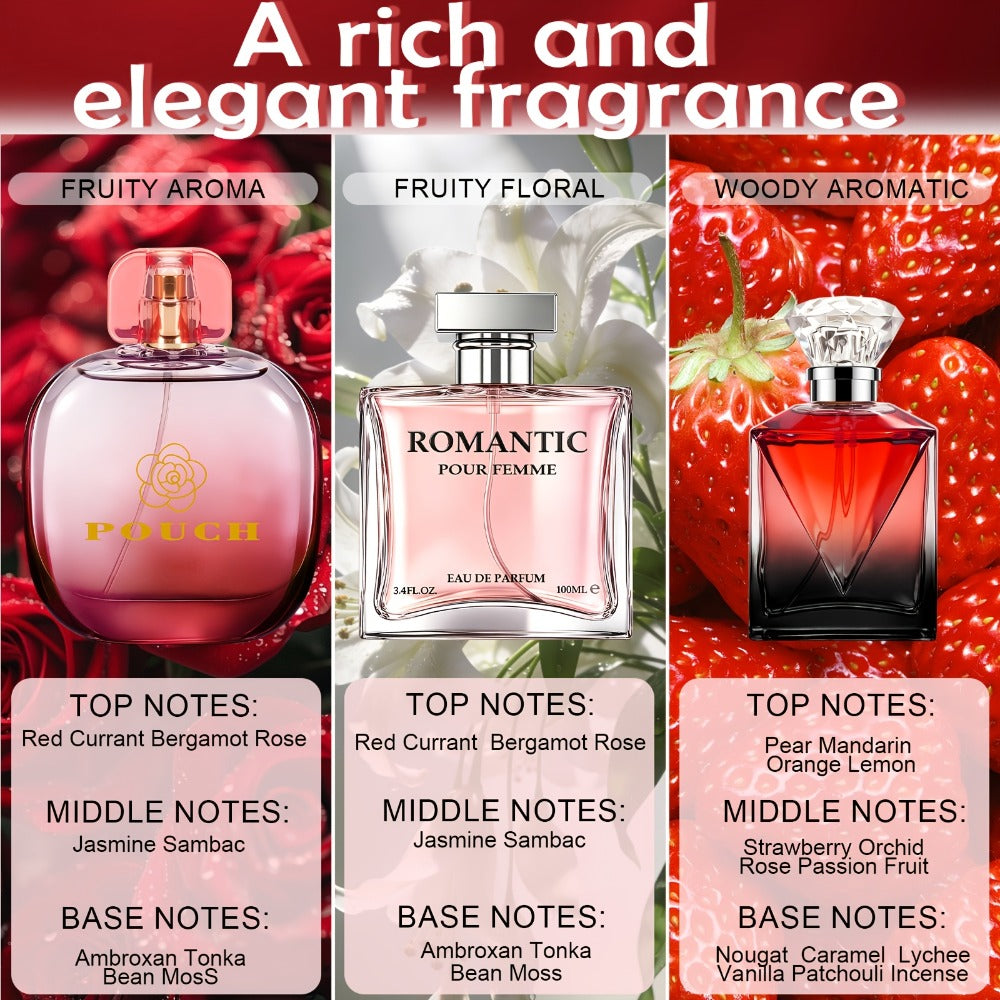 Women's Perfume Set 3-Pack Signature Fragrance Collection 10.1oz - Quince Lychee Musk, Pear Vanilla Sandalwood & Amber Berry Woods