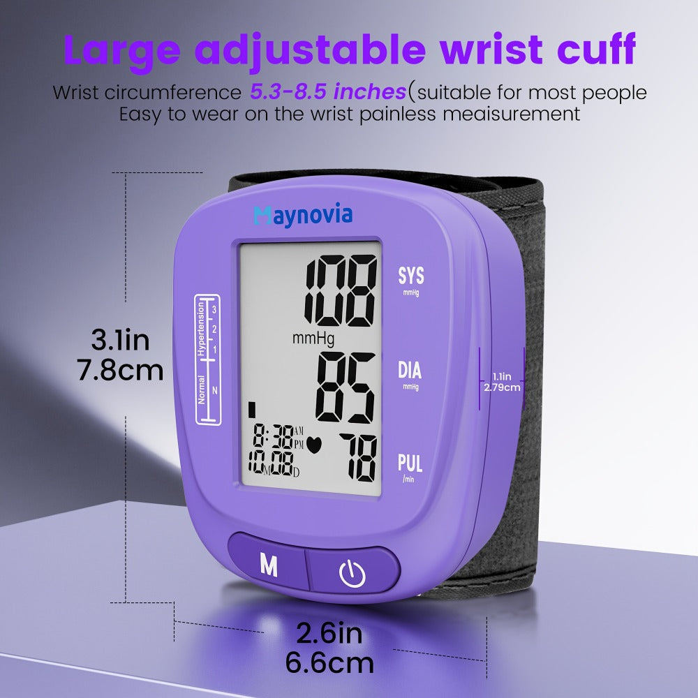 Blood Pressure Monitor Wrist Cuff with Oximeter Fingertip, Digital BP Machine Home Use, 120 Memory