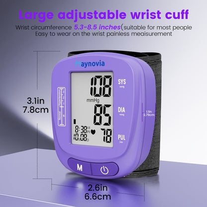 Blood Pressure Monitor Wrist Cuff with Oximeter Fingertip, Digital BP Machine Home Use, 120 Memory
