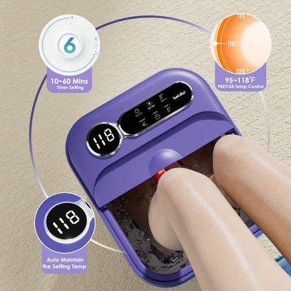 Foot Spa Bath Massager with Heat and Bubbles, Foldable Electric Foot Soak Tub with Heating, Bubble Massage