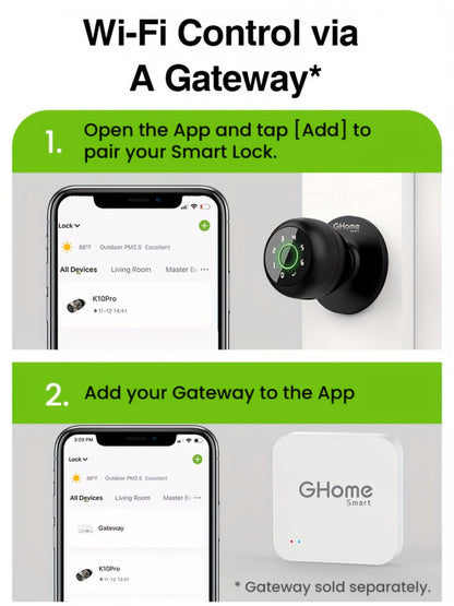Smart Door Lock GHome K10 K10 PRO K20 and KD03 PRO Knob Models with Three or Four Access Methods