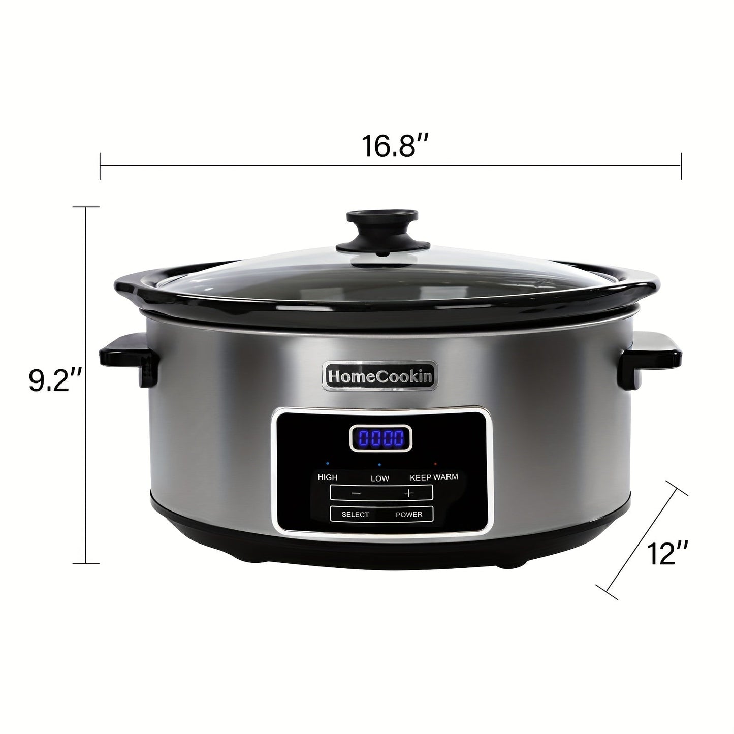 Slow Cooker 7.5 Quart Digital Programmable with Timer Ceramic Pot Stainless Steel Housing for Entryways, Bedrooms and Living Spaces