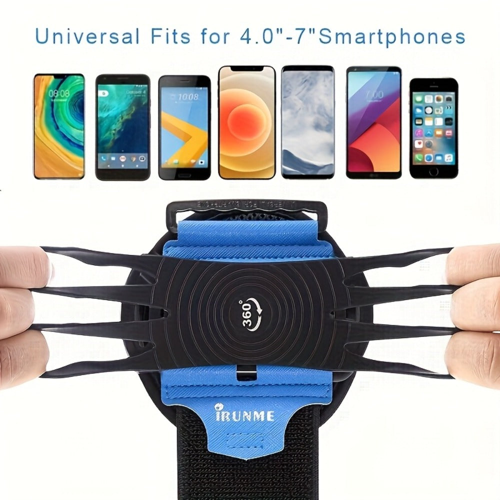 360° Rotation Sports Phone Arm Strap Wrist Holder for Running Gym Workout – Removable Adjustable Armband for 4.5 to 7 Inch Phones iPhone