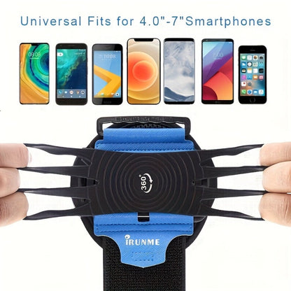 360° Rotation Sports Phone Arm Strap Wrist Holder for Running Gym Workout – Removable Adjustable Armband for 4.5 to 7 Inch Phones iPhone