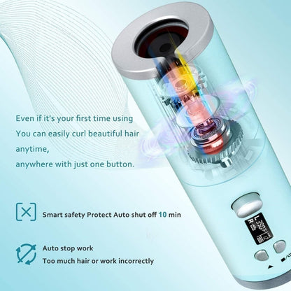 USB-Rechargeable Automatic Curling Chamber with Six Heat Settings, LCD Timer and Four Color Options