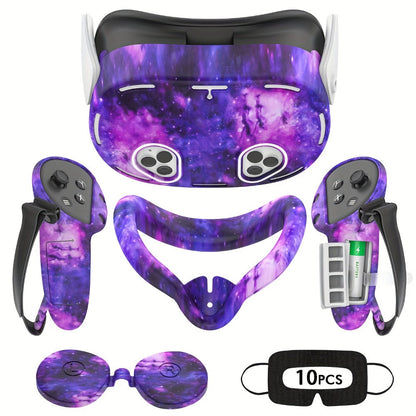 Meta Quest 3S Silicone Cover Set - VR Face Cover Shell Controller Grip Case Camera Lens Protector for an Everyday Personal Care Routine