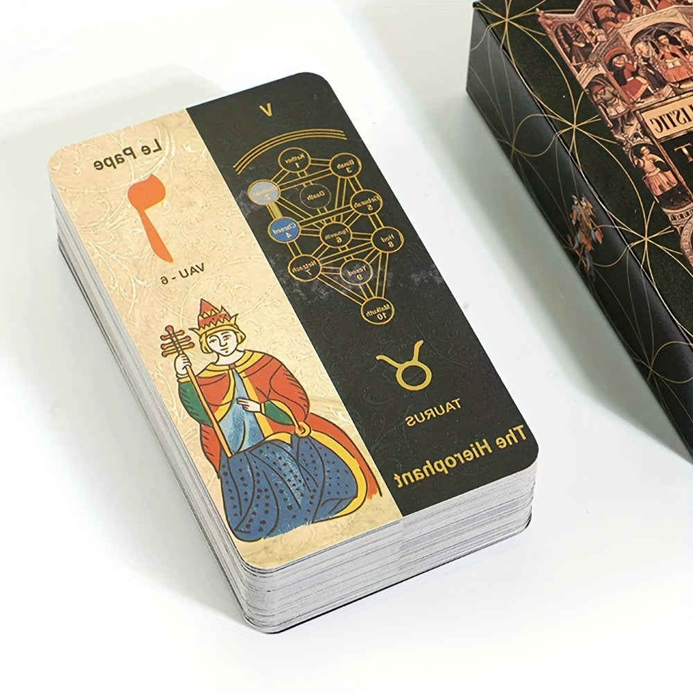 Kabbalah Tarot Deck 78 Cards, Traditional Divination Card Game with Ancient Wisdom & Spiritual Guidance
