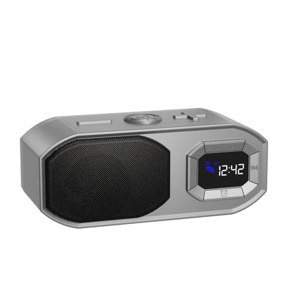 Bluetooth Speaker with Digital Alarm Clock, Fixed-Time Alarm, HD Sound, TWS Stereo Pairing, USB TF Card AUX Input