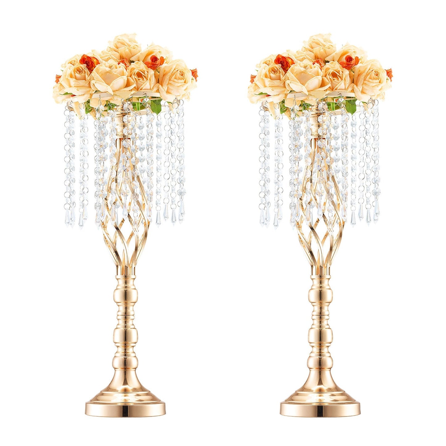 Wedding Flower Stand Vase Gold Crystal Centerpiece Tall Floral Stand for Party Table Decor for Entryways, Bedrooms and Living Spaces