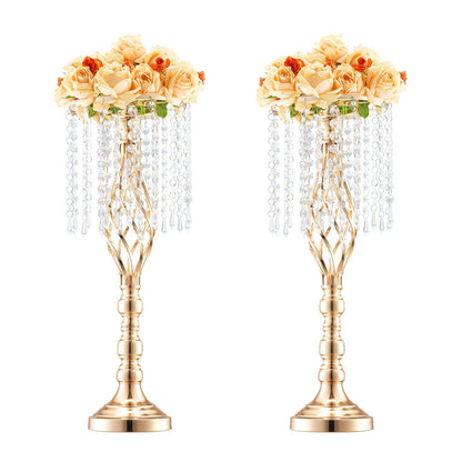 Wedding Flower Stand Vase Gold Crystal Centerpiece Tall Floral Stand for Party Table Decor for Entryways, Bedrooms and Living Spaces